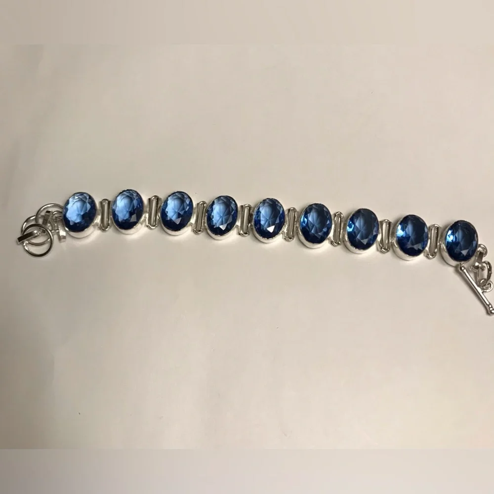 Tanzanite Stamped 925 Sterling Silver Bracelet
